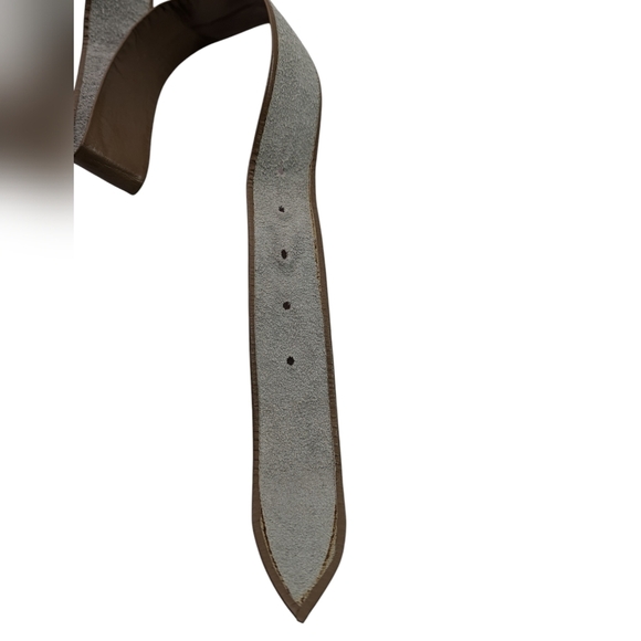 Vintage Tan Taupe Leather Belt Retro Mixed Metal Buckle Size S - Picture 5 of 6